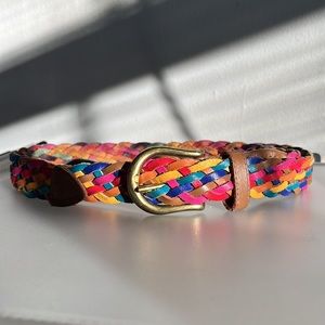 Vintage Braided Leather Rainbow Belt